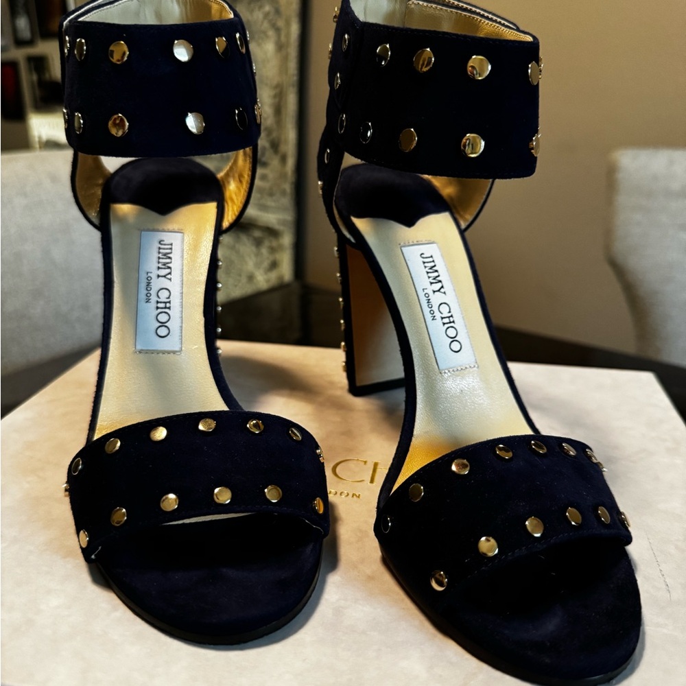 Jimmy Choo Black Heels with Gold Accents